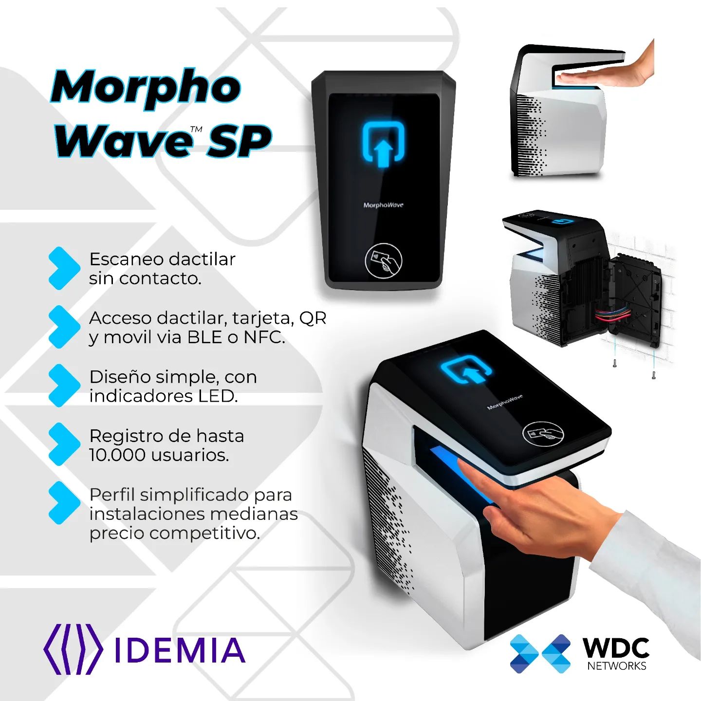 Control de Acceso Biométrico sin contacto IDEMIA Morpho Wave SP